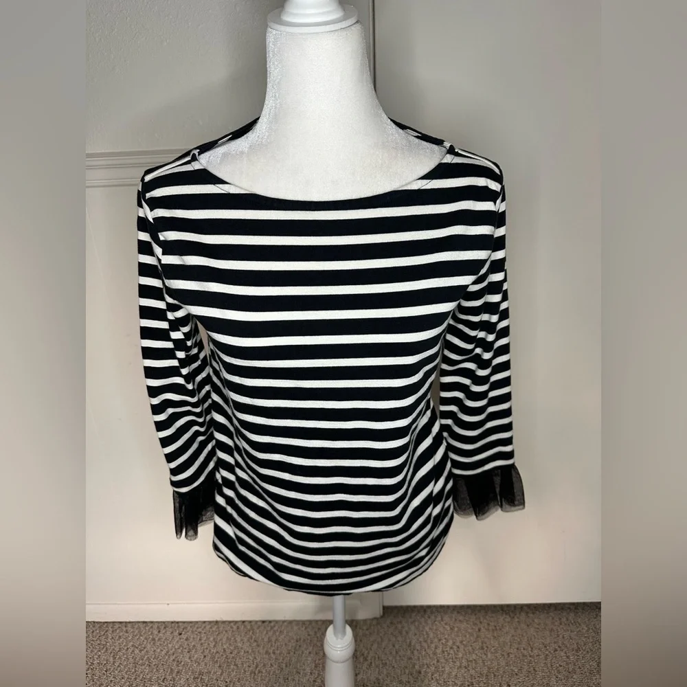 J. Crew Black and White Boxy Striped Blouse size XS